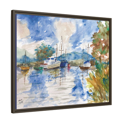 Snug Harbor Matte Canvas, Framed (Black or Espresso). Available in sizes 10”x8”-20”x16”