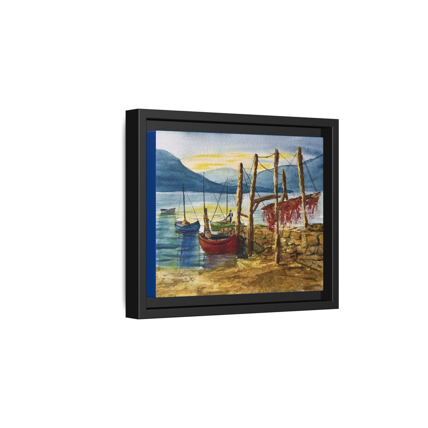 Morning Boats on the Loch, Framed (Black or Espresso). Available in sizes from 10”x8”-24”x18”