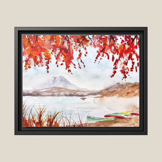 Falling For Fuji Matte Canvas, Framed (Black or Espresso). Available in sizes from 10”x8”-32”x24”