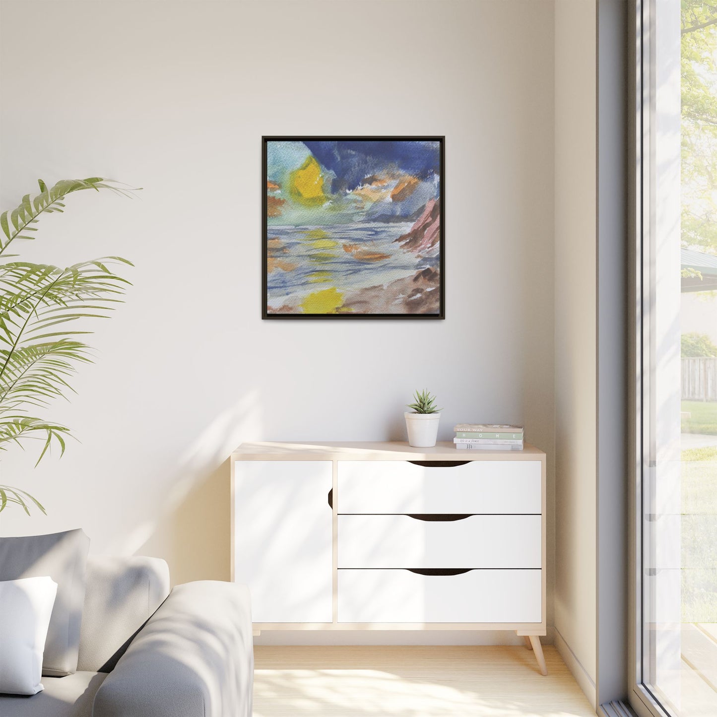 The Sun in Pieces Matte Canvas, Framed (Black or Espresso). Available in sizes from 6”x6”-30”x30”