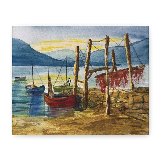 Morning Boats on the Loch Matte Canvas, Stretched, 1.25". Available in sizes from 10” x 8”-24” x 18”