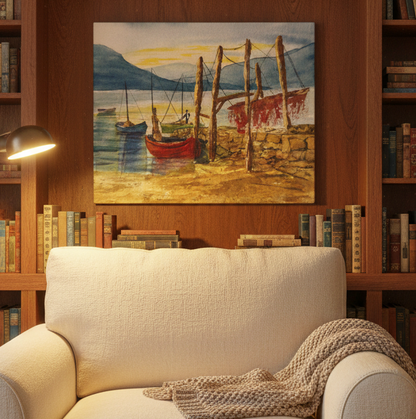 Morning Boats on the Loch - Matte Canvas