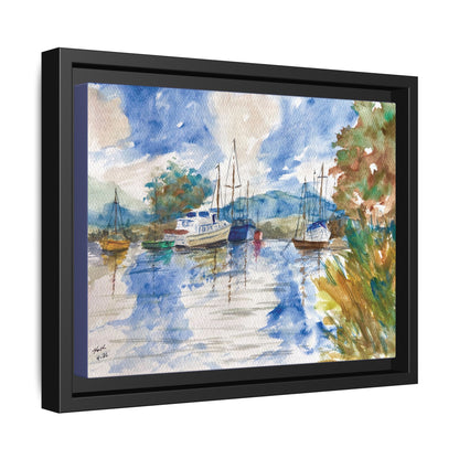 Snug Harbor Matte Canvas, Framed (Black or Espresso). Available in sizes 10”x8”-20”x16”