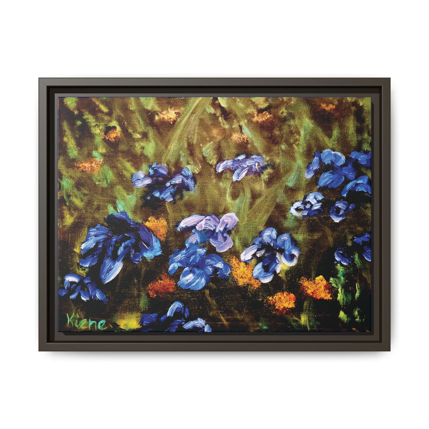 Irises Reimagined, Framed (Black or Espresso). Available in sizes from 10”x8”-18”x12”