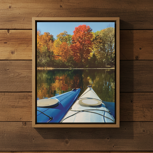 Happy Together Fall Kayaking  Matte Canvas, Stretched, 1.25". Available in sizes from 8” x 10”-12” x 18”