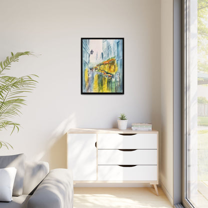 Cafe Reflections Matte Canvas, Framed (Black or Espresso). Available in sizes 8”x10”-24”x32”