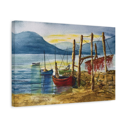 Morning Boats on the Loch Matte Canvas, Stretched, 1.25". Available in sizes from 10” x 8”-24” x 18”