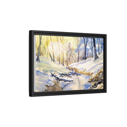 Snowy Creek Matte Canvas, Framed (Black or Espresso). Available in sizes from 10”x8”-32”x24”