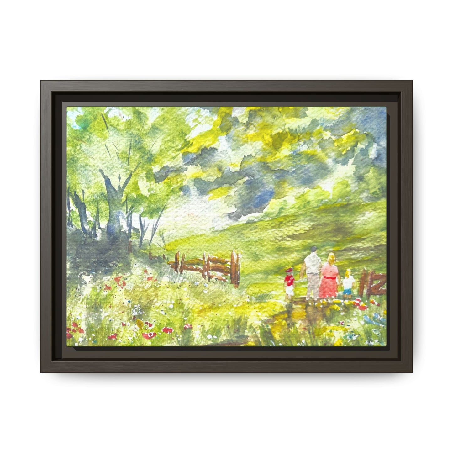 Summer Stroll Matte Canvas, Framed (Black or Espresso). Available in sizes 10”x8”-20”x10”