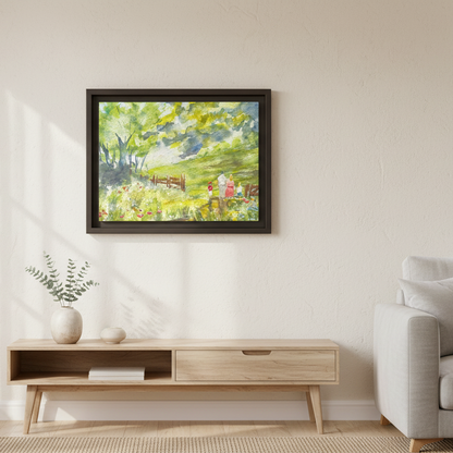 Summer Stroll Matte Canvas, Framed (Black or Espresso). Available in sizes 10”x8”-20”x10”