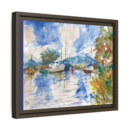 Snug Harbor Matte Canvas, Framed (Black or Espresso). Available in sizes 10”x8”-20”x16”
