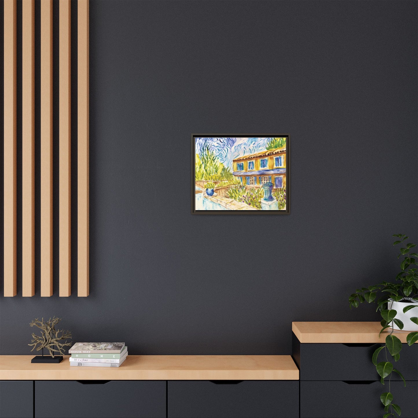 Respite Near Saint-Remy-de-Provence Matte Canvas, Framed (Black or Espresso). Available in sizes from 10”x8”-30”x24”