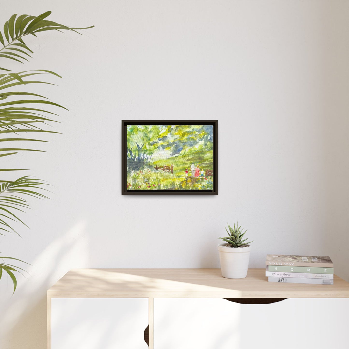 Summer Stroll Matte Canvas, Framed (Black or Espresso). Available in sizes 10”x8”-20”x10”