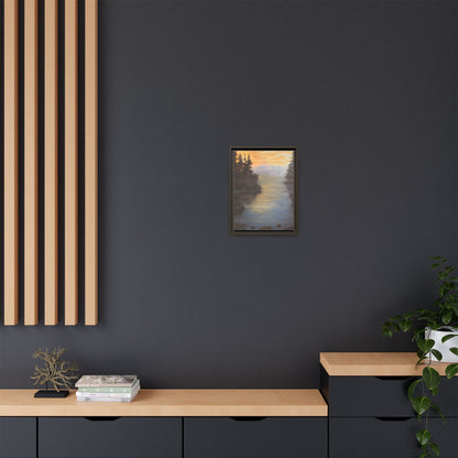 Peaceful Northwoods Lake Matte Canvas with Black or Espresso Frame. Available in sizes from 8” x 10”-24” x 32”