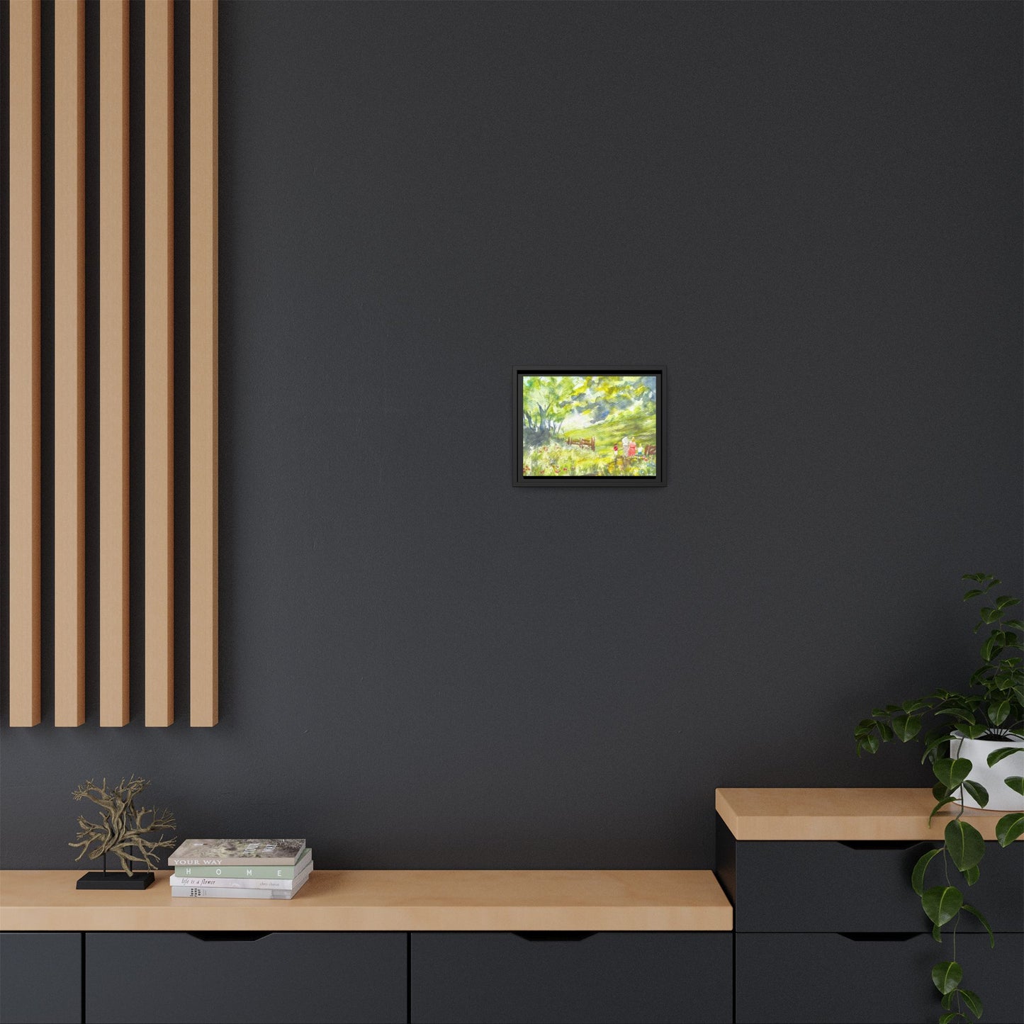 Summer Stroll Matte Canvas, Framed (Black or Espresso). Available in sizes 10”x8”-20”x10”
