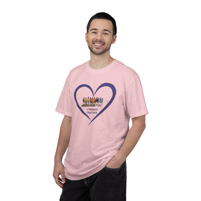 Stronger Together Heart Unisex Garment-Dyed T-shirt. Available in sizes S-4XL, 13 colors