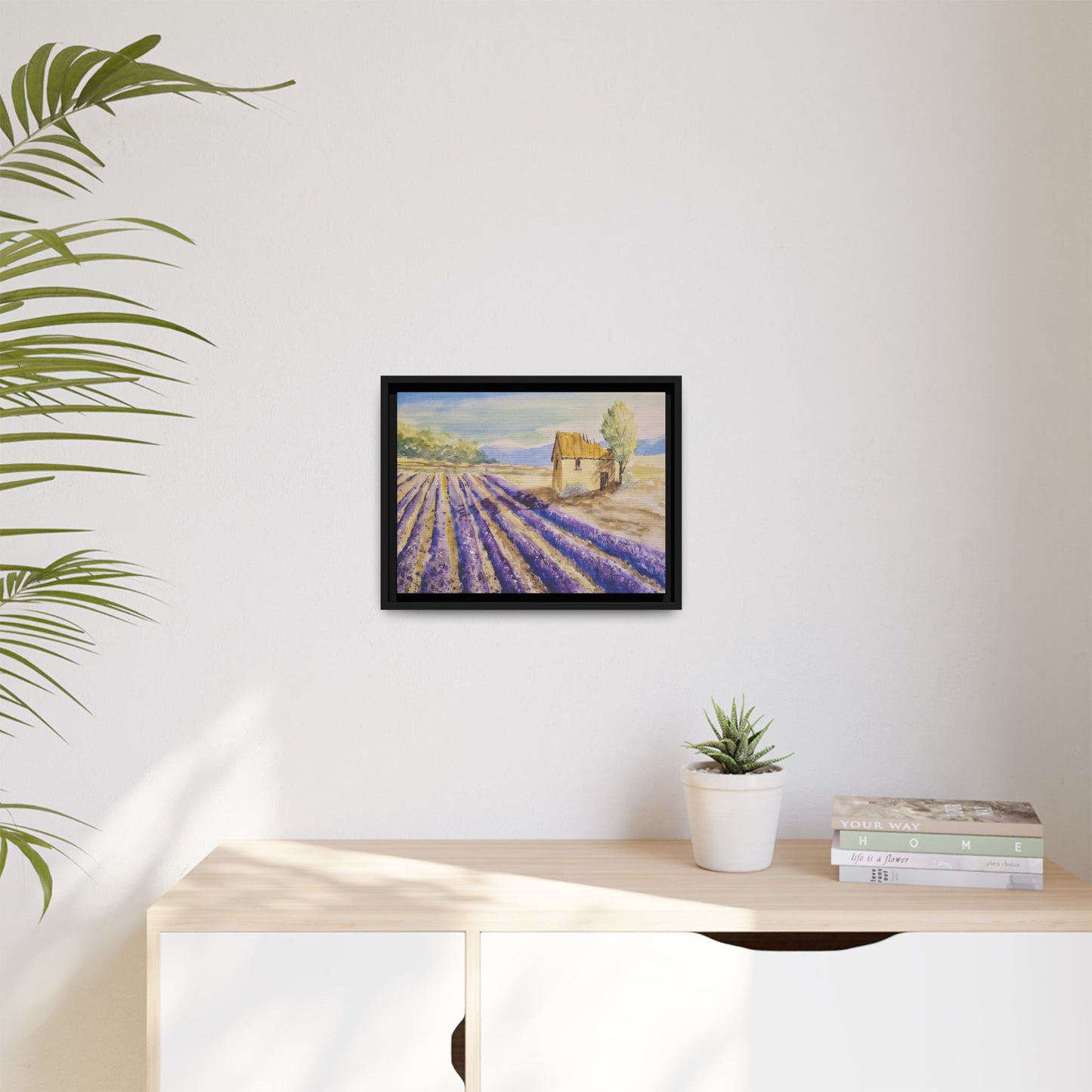 Lavender at Daybreak Matte Canvas, Framed (Black or Espresso). Available in sizes 10”x8”-20”x10”