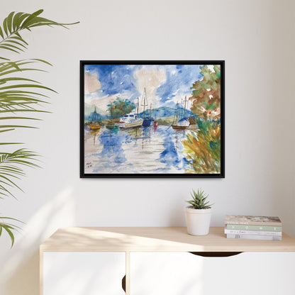 Snug Harbor Matte Canvas, Framed (Black or Espresso). Available in sizes 10”x8”-20”x16”