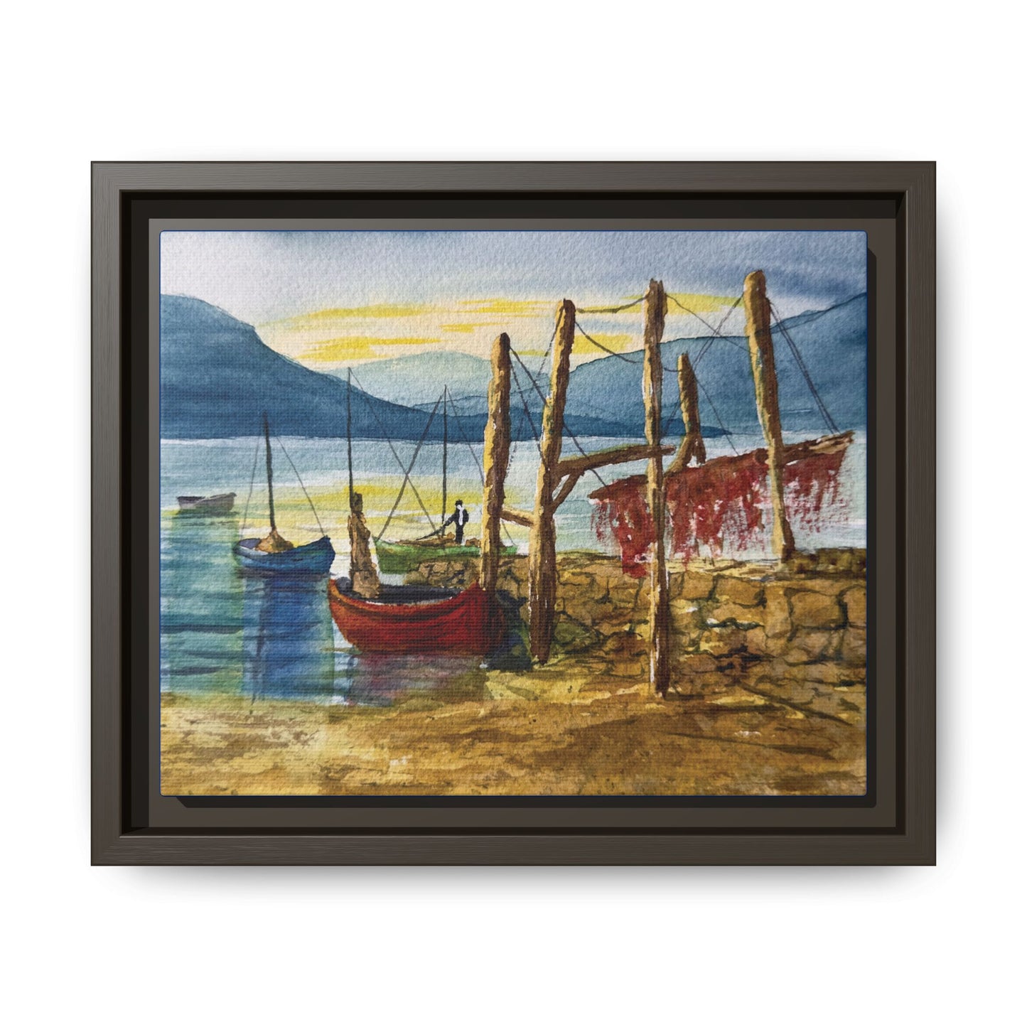 Morning Boats on the Loch, Framed (Black or Espresso). Available in sizes from 10”x8”-24”x18”