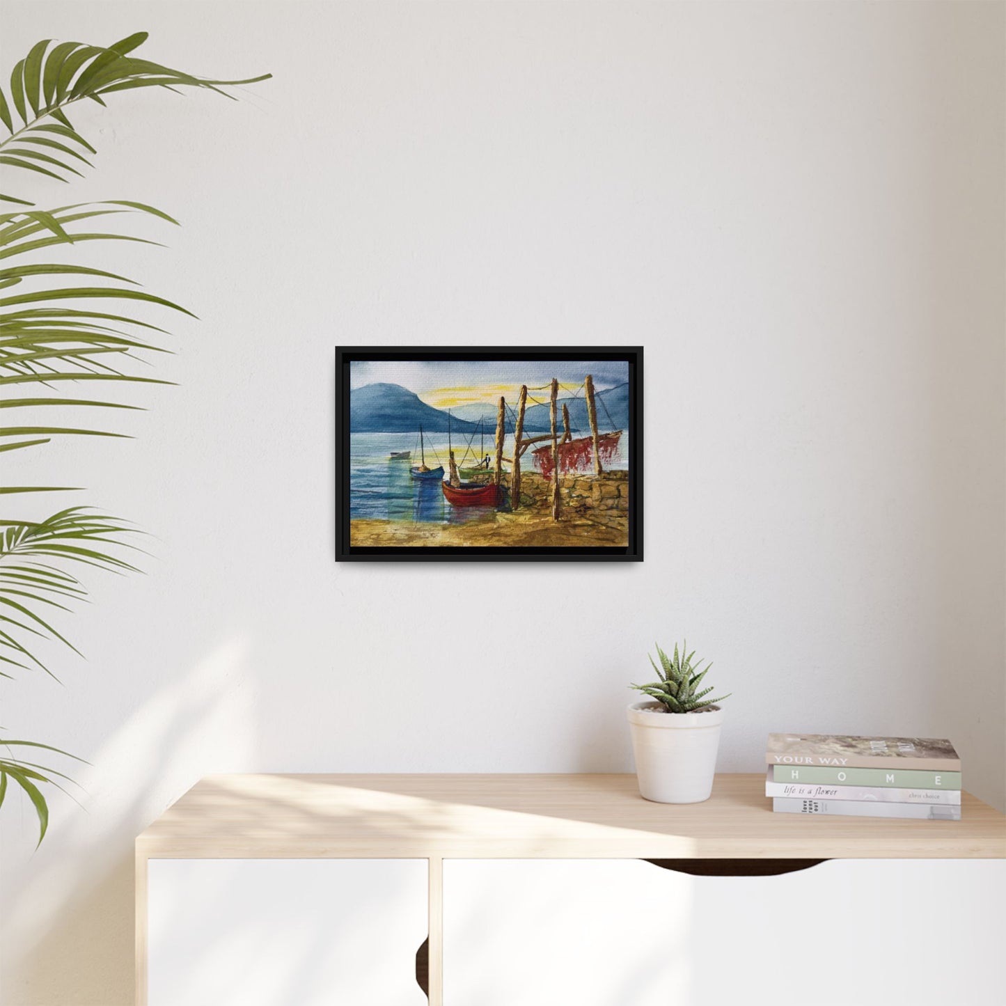Morning Boats on the Loch, Framed (Black or Espresso). Available in sizes from 10”x8”-24”x18”