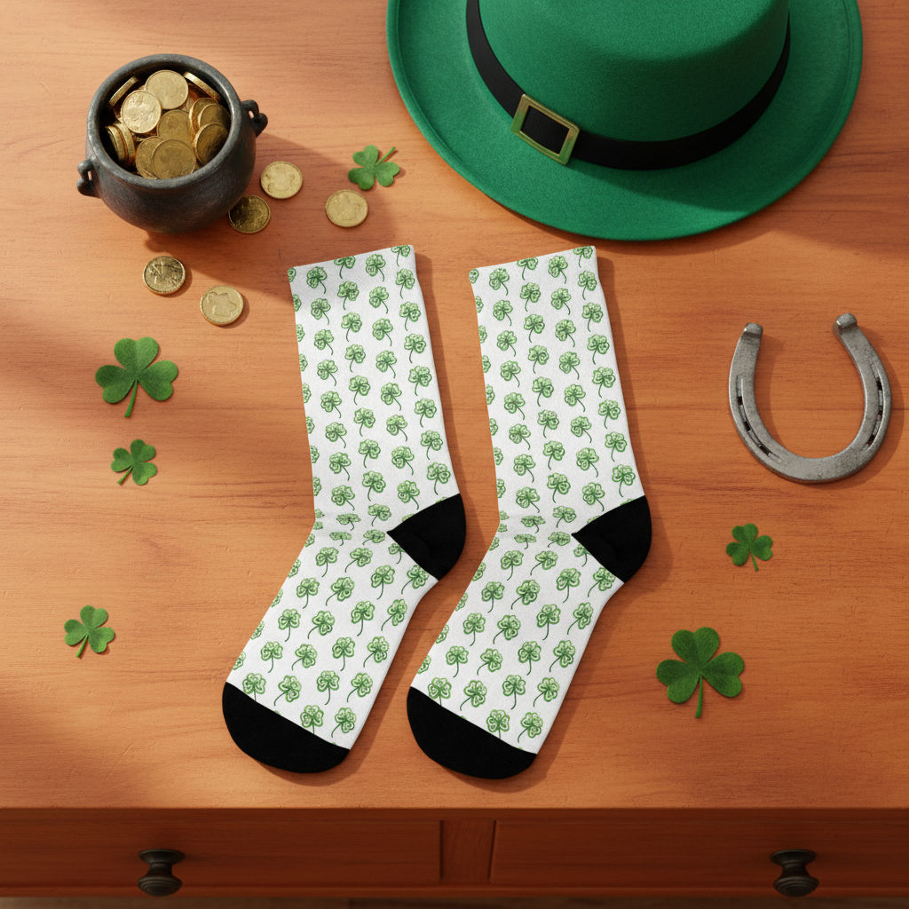 Irish Proud Lucky Shamrock Eco-Friendly Recycled Poly Socks