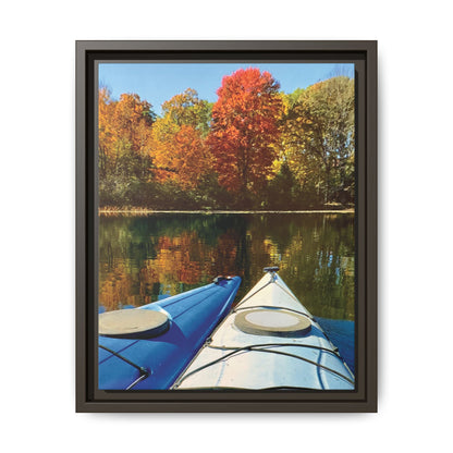 Happy Together Fall Kayaking, Framed (Black or Espresso). Available in sizes from 8”x10”-12”x16”