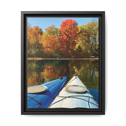 Happy Together Fall Kayaking, Framed (Black or Espresso). Available in sizes from 8”x10”-12”x16”