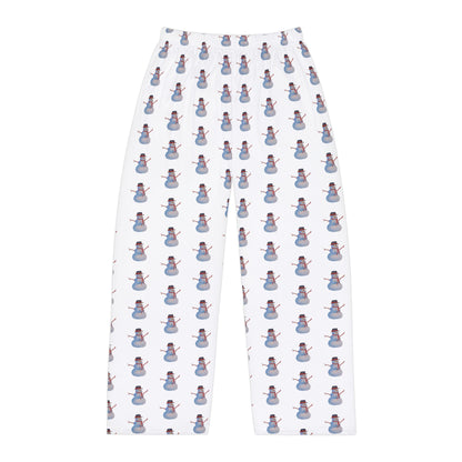 Comfy Men's Whimsical Snowman Pajama Pants. Available in sizes from XS-4XL