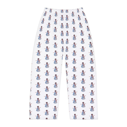 Comfy Men's Whimsical Snowman Pajama Pants. Available in sizes from XS-4XL