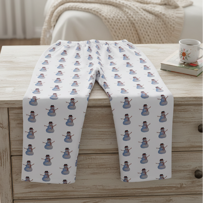 Comfy Men's Whimsical Snowman Pajama Pants. Available in sizes from XS-4XL