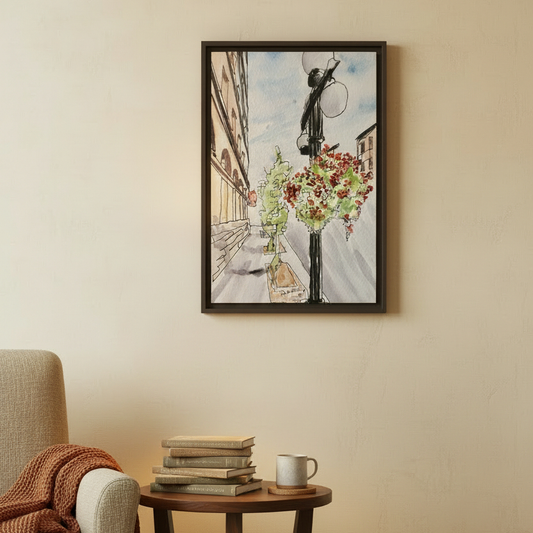 Lowertown Historic DIstrict In Bloom — Framed Matte Canvas