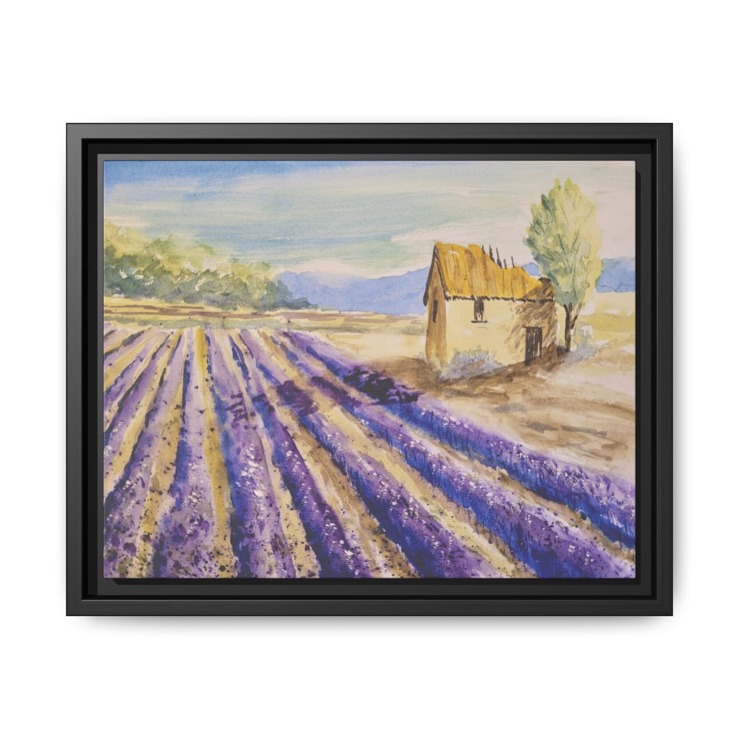 Lavender at Daybreak Matte Canvas, Framed (Black or Espresso). Available in sizes 10”x8”-20”x10”