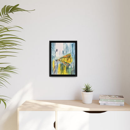 Cafe Reflections Matte Canvas, Framed (Black or Espresso). Available in sizes 8”x10”-24”x32”
