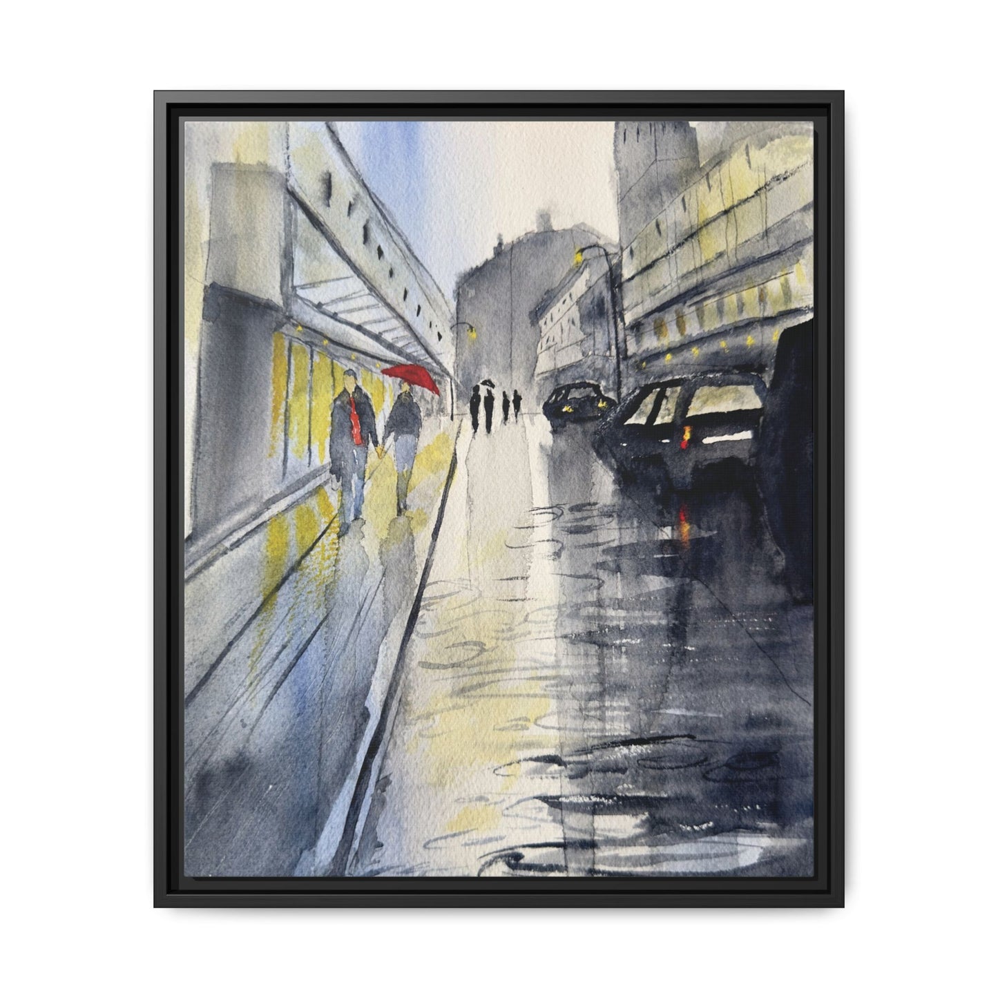 Rainy Day Romance, Framed (Black or Espresso). Available in sizes from 8”x10”-24”x32”