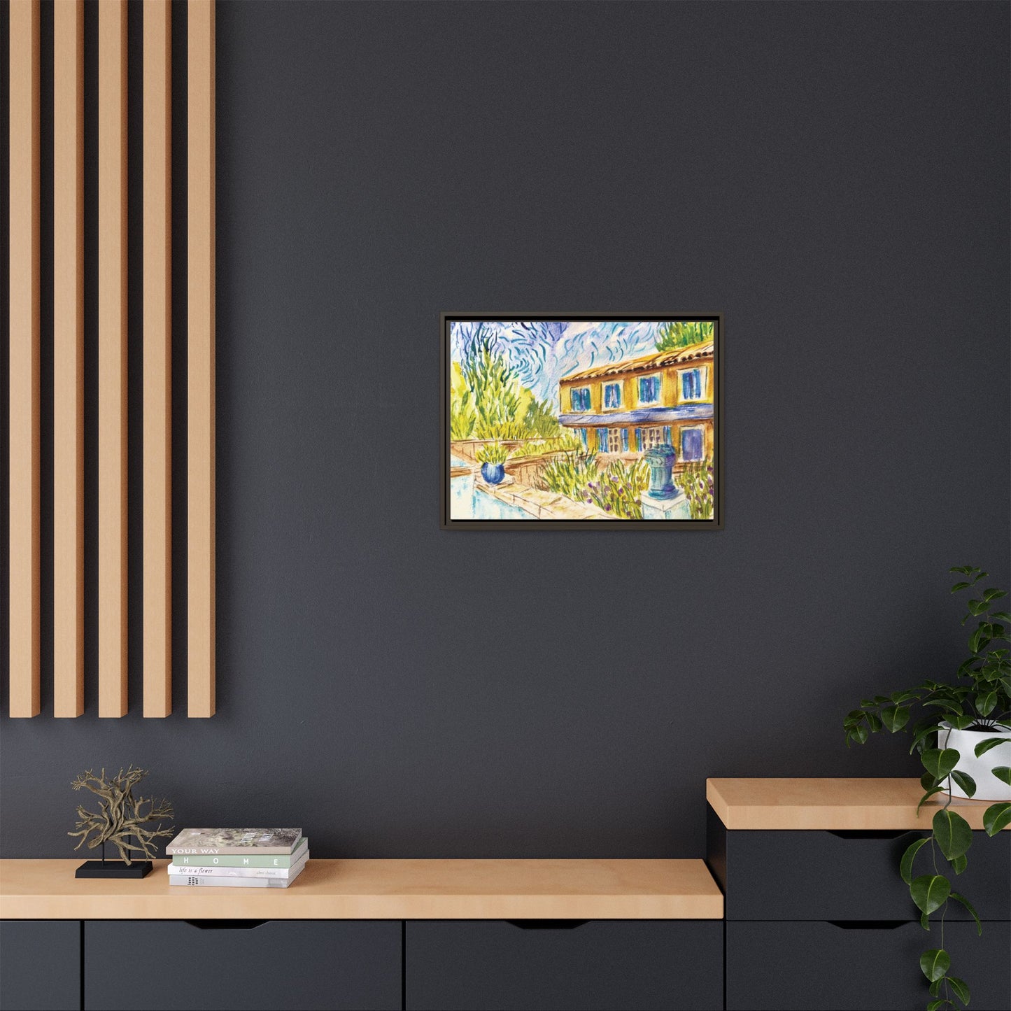 Respite Near Saint-Remy-de-Provence Matte Canvas, Framed (Black or Espresso). Available in sizes from 10”x8”-30”x24”