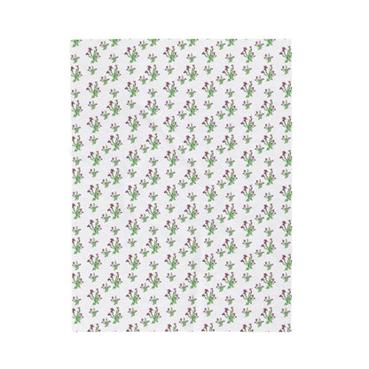 Velveteen Plush Blanket Featuring Purple Irises. Available in sizes from 30” x 40”-60” x 80”