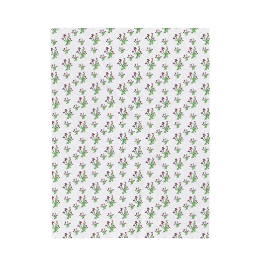 Velveteen Plush Blanket Featuring Purple Irises. Available in sizes from 30” x 40”-60” x 80”