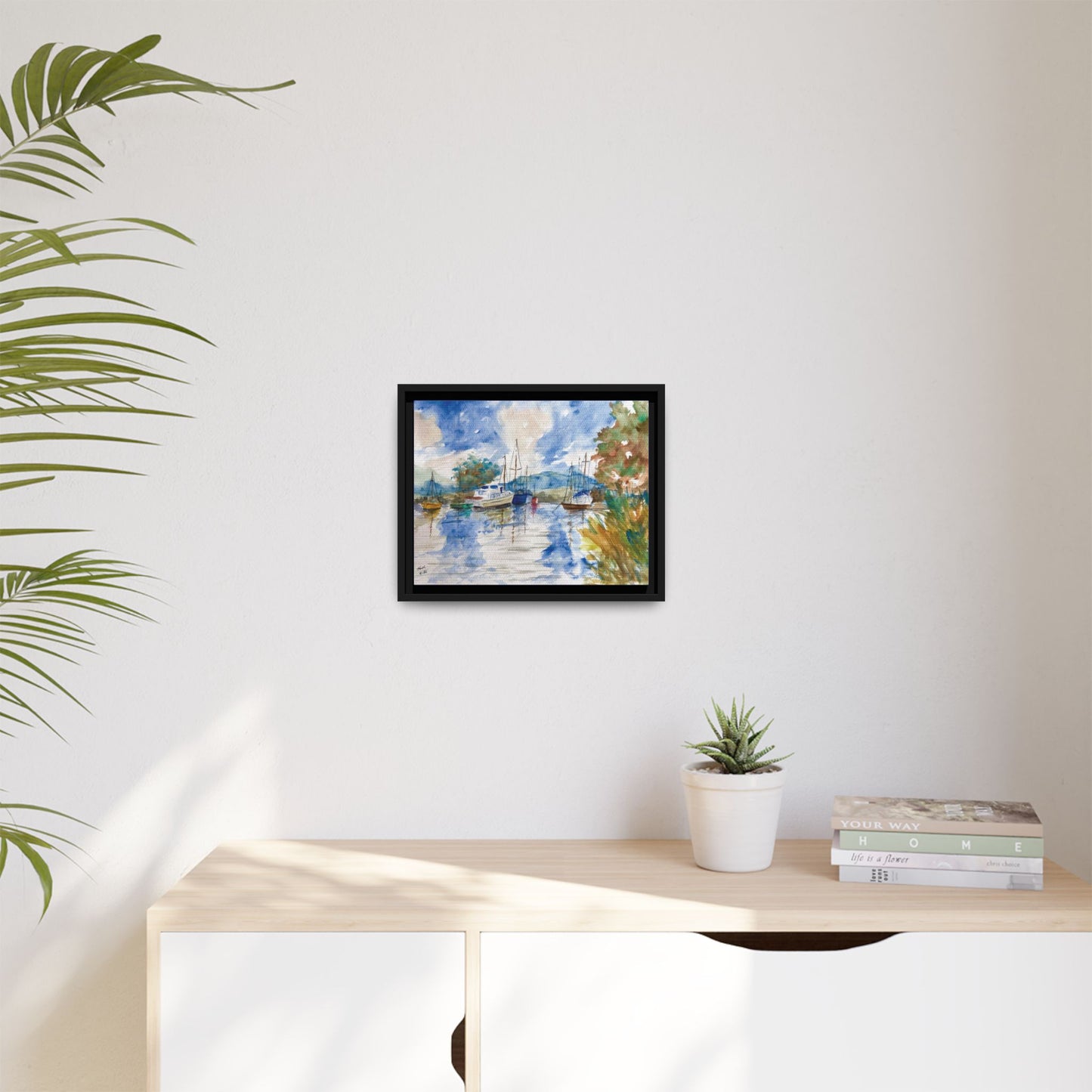 Snug Harbor Matte Canvas, Framed (Black or Espresso). Available in sizes 10”x8”-20”x16”