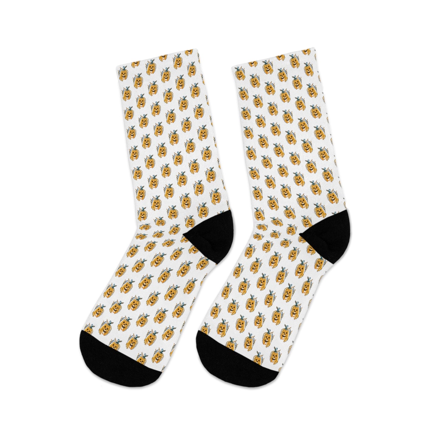 Fall Themed Recycled Poly Socks Featuring Cute Pumpkin Face Design