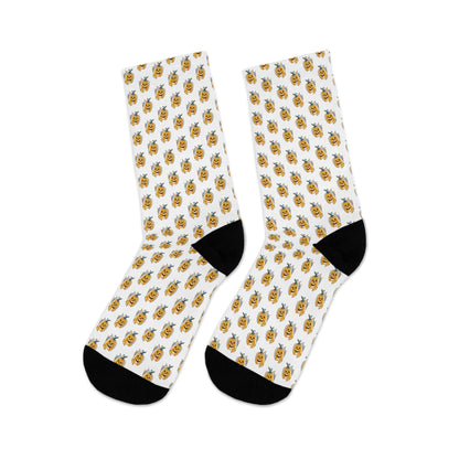 Fall Themed Recycled Poly Socks Featuring Cute Pumpkin Face Design