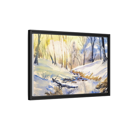 Snowy Creek Matte Canvas, Framed (Black or Espresso). Available in sizes from 10”x8”-32”x24”