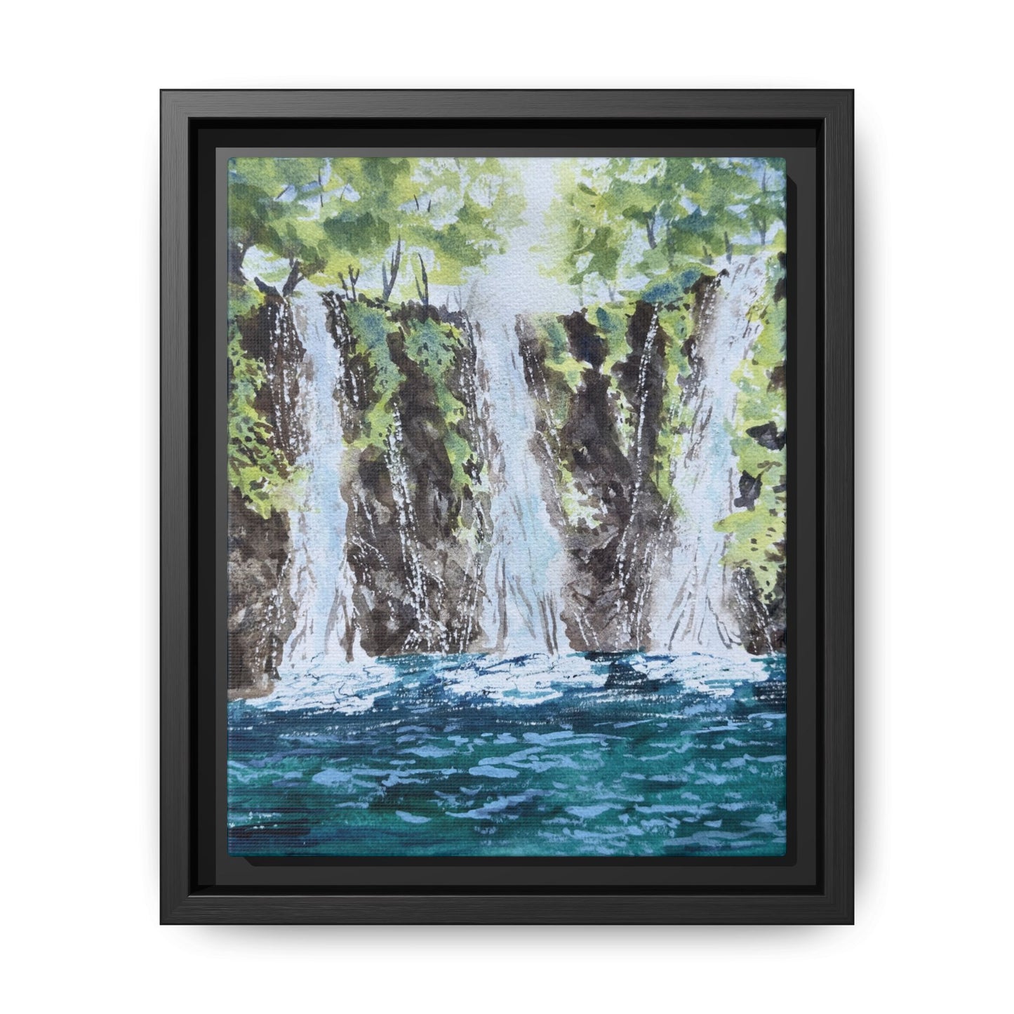 Three Sisters Waterfall, Framed (Black or Espresso). Available in sizes from 8”x10”-12”x16”