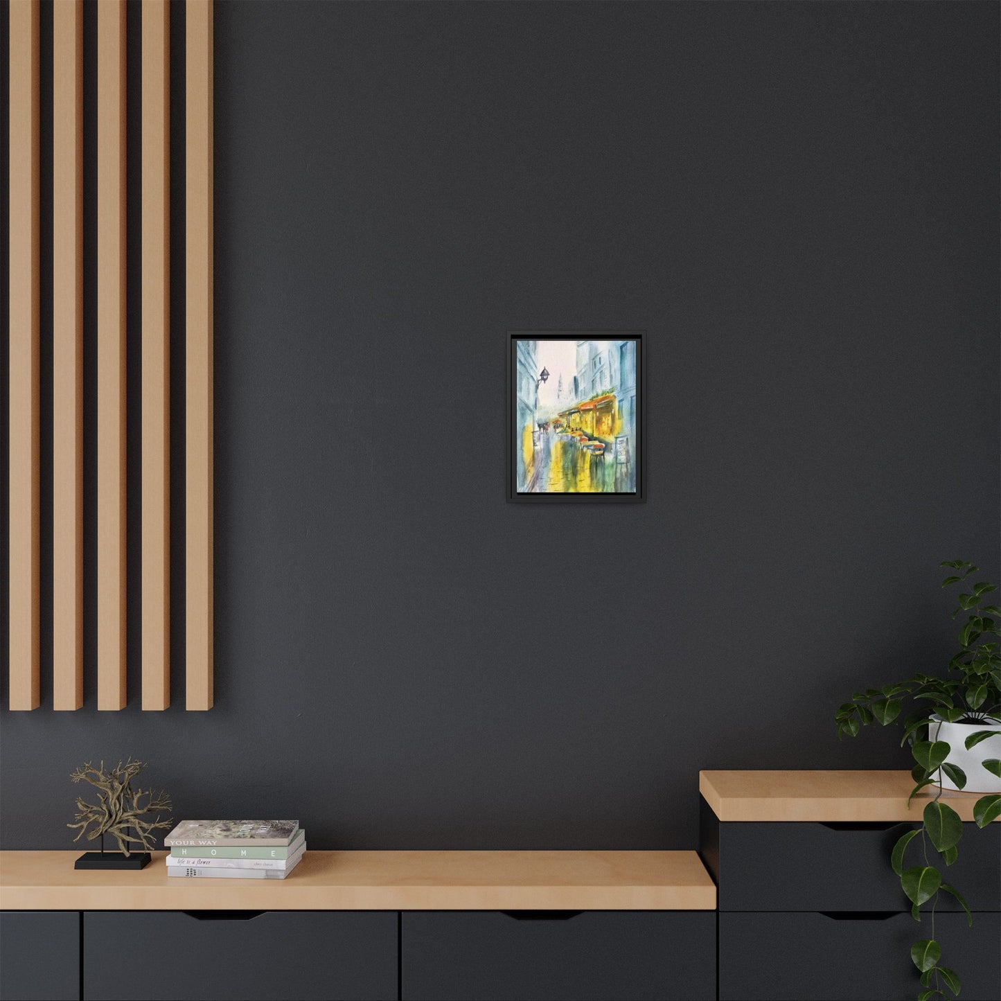 Cafe Reflections Matte Canvas, Framed (Black or Espresso). Available in sizes 8”x10”-24”x32”