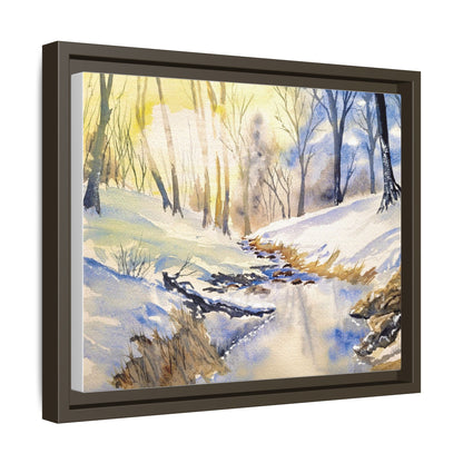 Snowy Creek Matte Canvas, Framed (Black or Espresso). Available in sizes from 10”x8”-32”x24”