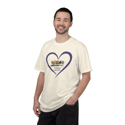 Stronger Together Heart Unisex Garment-Dyed T-shirt. Available in sizes S-4XL, 13 colors