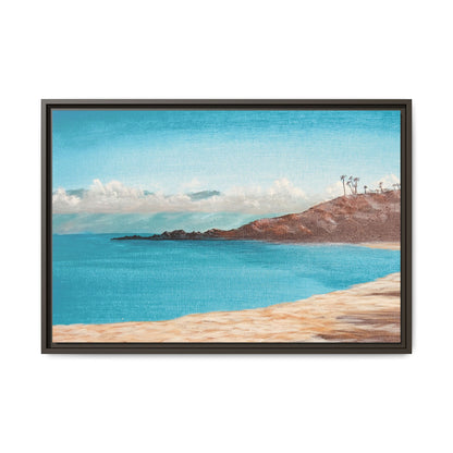 Kaanapali Beach Matte Canvas, Framed (Black or Espresso). Available in sizes from 20”x10”-30”x20”