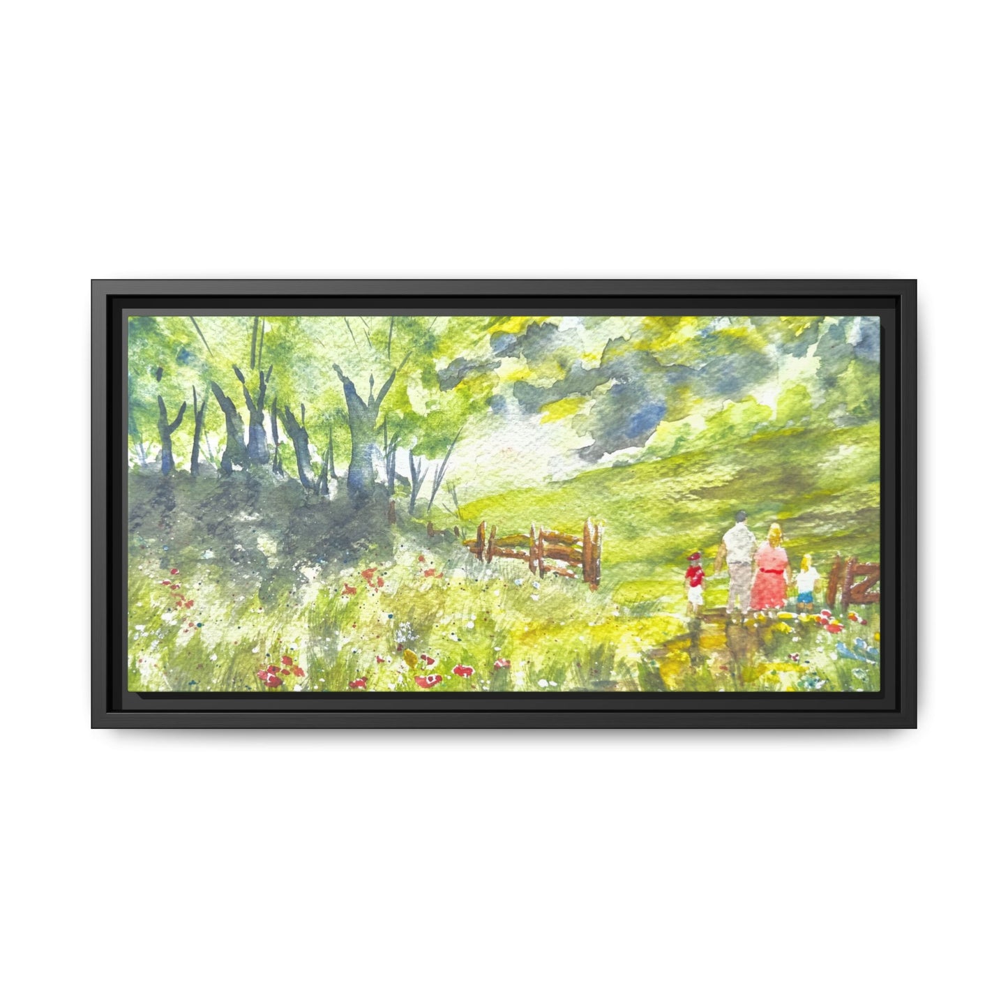 Summer Stroll Matte Canvas, Framed (Black or Espresso). Available in sizes 10”x8”-20”x10”