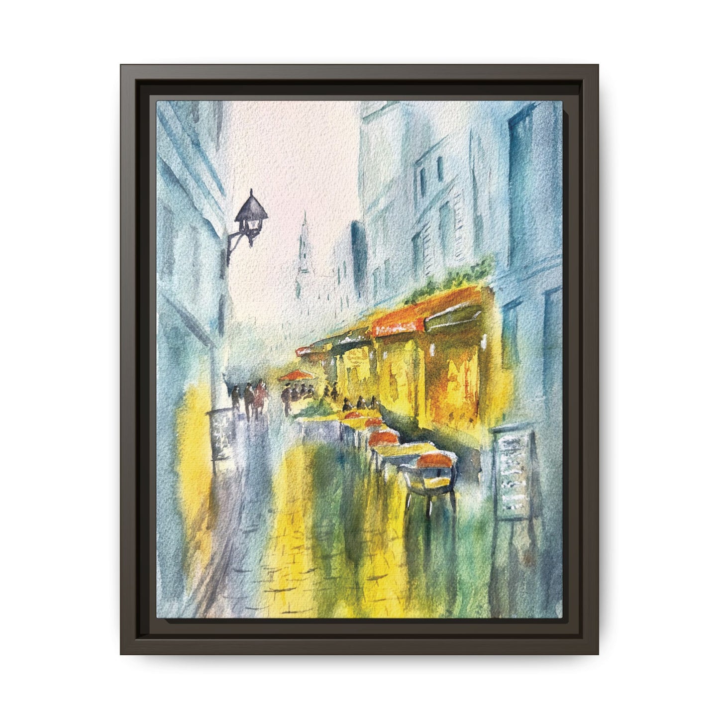 Cafe Reflections Matte Canvas, Framed (Black or Espresso). Available in sizes 8”x10”-24”x32”