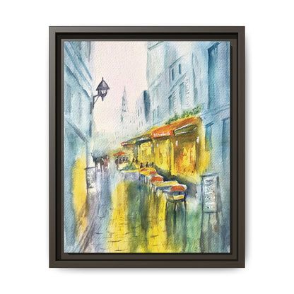 Cafe Reflections Matte Canvas, Framed (Black or Espresso). Available in sizes 8”x10”-24”x32”
