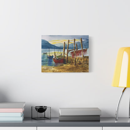 Morning Boats on the Loch Matte Canvas, Stretched, 1.25". Available in sizes from 10” x 8”-24” x 18”